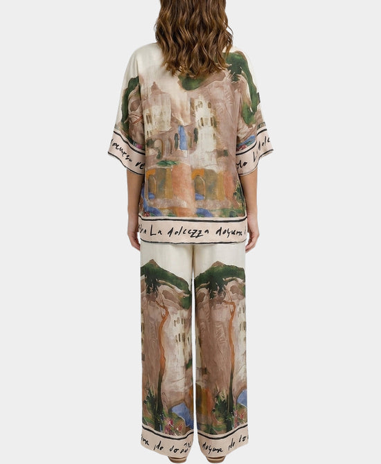 
Coastal Print Blouse & Pants Two-Piece Set in BEIGE view 2