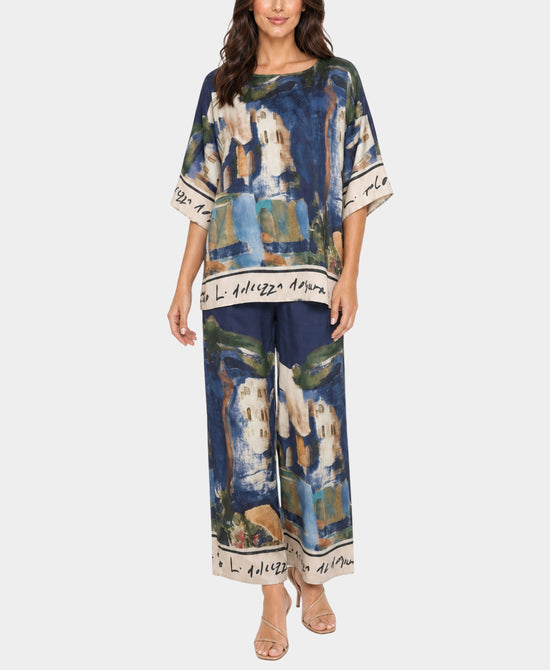 
Coastal Print Blouse & Pants Two-Piece Set in NAVY view 1