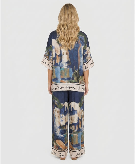 
Coastal Print Blouse & Pants Two-Piece Set in NAVY view 2