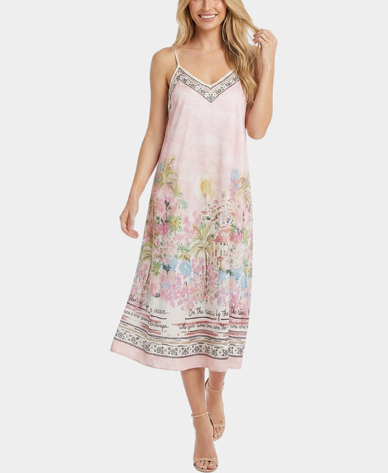 
Riviera Print Midi Dress in PINK view 1