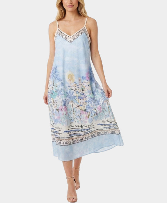 
Riviera Print Midi Dress in LIGHT BLUE view 1