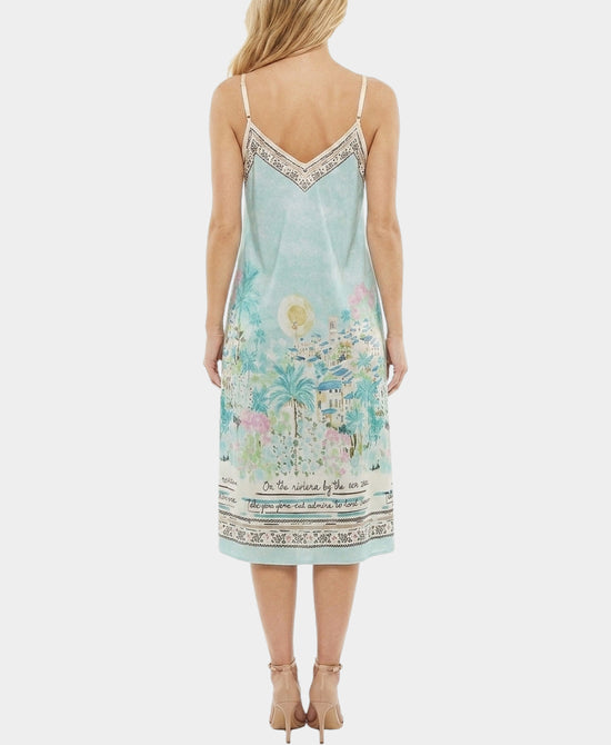 
Riviera Print Midi Dress in LIGHT AQUA view 2