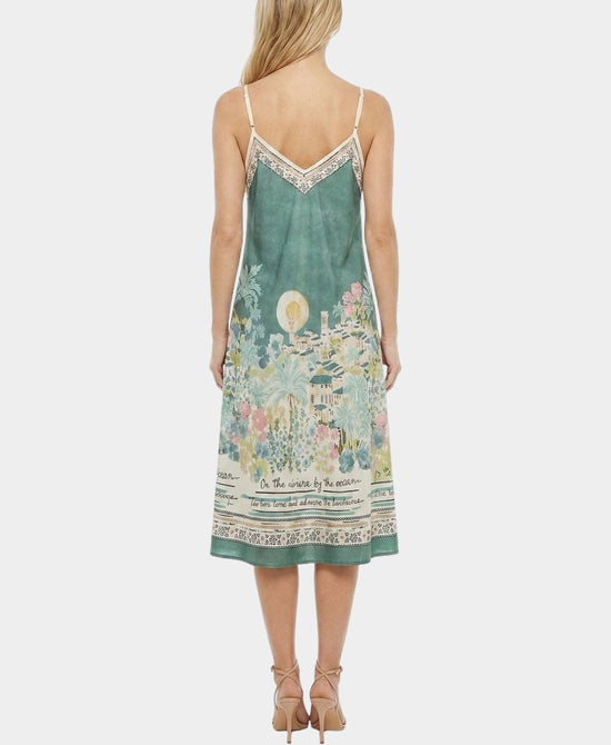 
Riviera Print Midi Dress in GREEN view 2