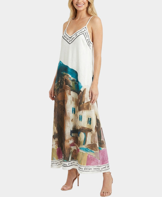 
Art-Inspired Scenic Print Maxi Dress in WHITE MULTI view 1