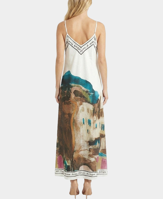 
Art-Inspired Scenic Print Maxi Dress in WHITE MULTI view 2