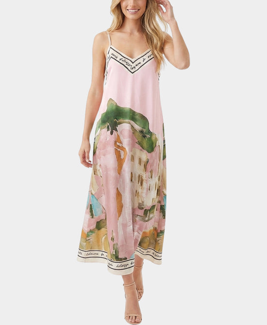
Art-Inspired Scenic Print Maxi Dress in pink view 1