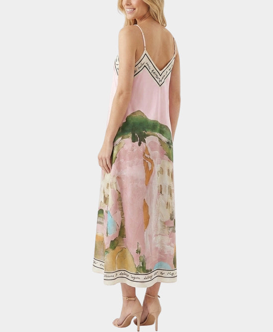 
Art-Inspired Scenic Print Maxi Dress in pink view 2
