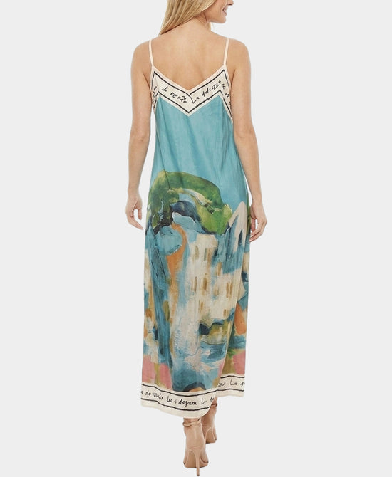 
Art-Inspired Scenic Print Maxi Dress in GREEN view 2