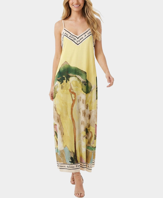 
Art-Inspired Scenic Print Maxi Dress in YELLOW view 1
