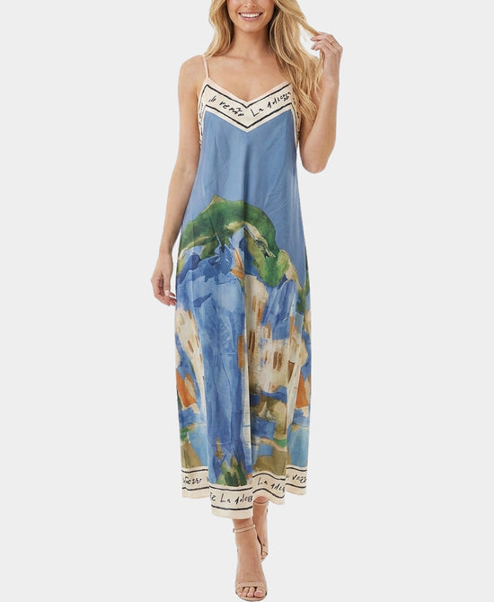 
Art-Inspired Scenic Print Maxi Dress in BLUE view 1