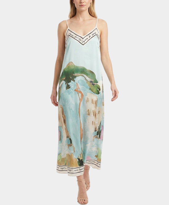 
Art-Inspired Scenic Print Maxi Dress in LIGHT AQUA view 1
