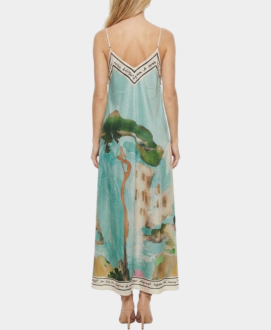 
Art-Inspired Scenic Print Maxi Dress in LIGHT AQUA view 2