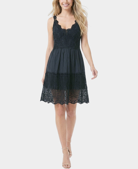 
Dress w/ Lace Trim in BLACK view 1