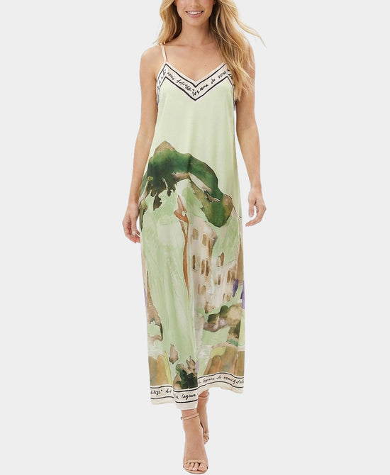 
Art-Inspired Scenic Print Maxi Dress in LIGHT GREEN view 1