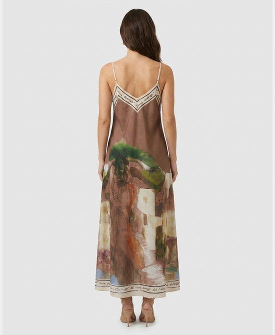 
Art-Inspired Scenic Print Maxi Dress in TAUPE view 2
