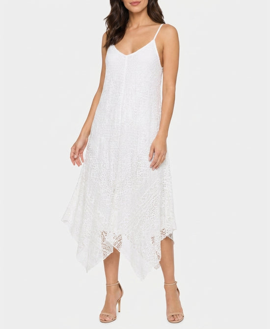 
Asymmetrical Lace Midi Dress in WHITE view 1