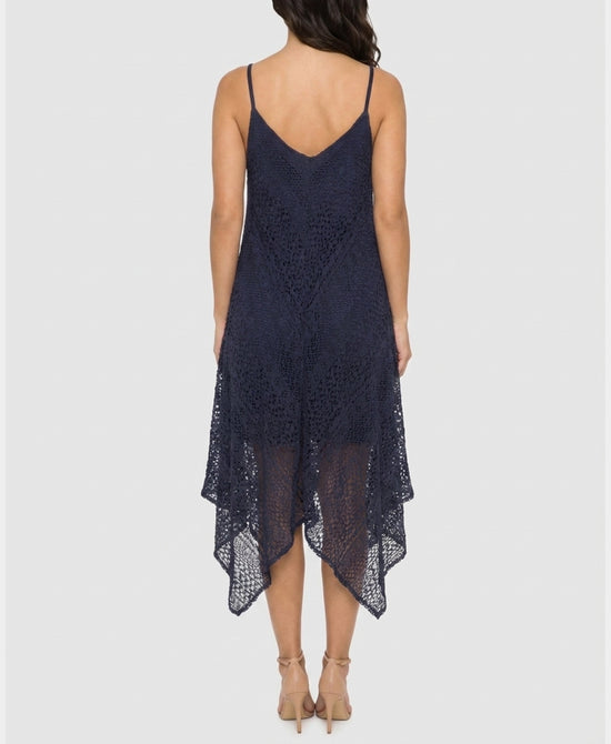 
Asymmetrical Lace Midi Dress in NAVY view 2