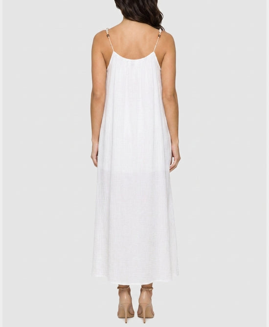 
Maxi Dress w/ Beaded Straps in WHITE view 2