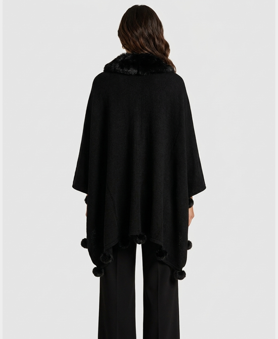
Cape w/ Faux Fur Trim in BLACK view 2