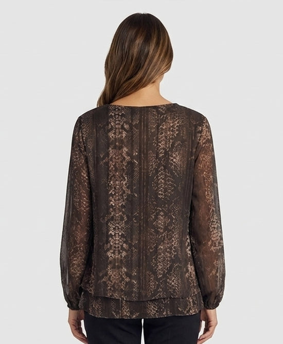 
Snake Print Blouse in BROWN/OLIVE view 2
