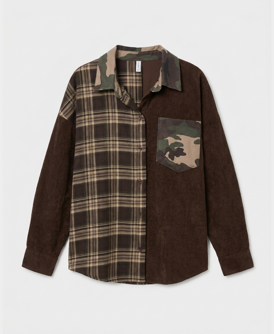 
Mixed Media Shirt in BROWN/GREEN view 2
