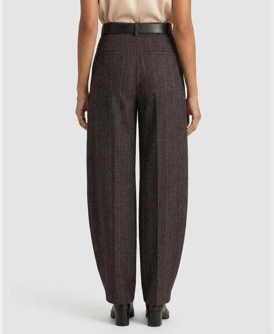 
Herringbone & Stripe Barrel Wide Leg Pants in BROWN view 2
