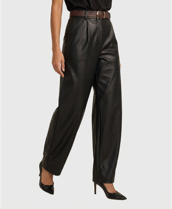 
Faux Leather Pants in BLACK view 1
