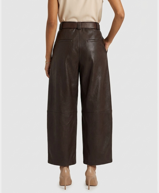 
Faux Leather Pants in BROWN view 2