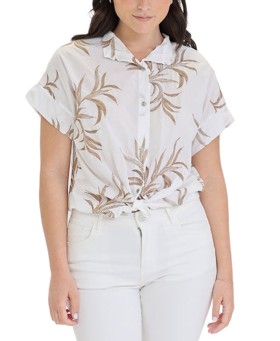 Shirt w/ Embroidered Leaf view 1