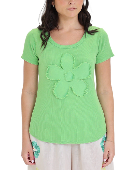 Ribbed Top w/ Flower view 1