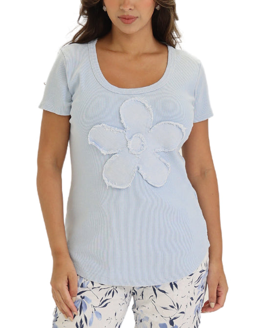 Ribbed Top w/ Flower view 1