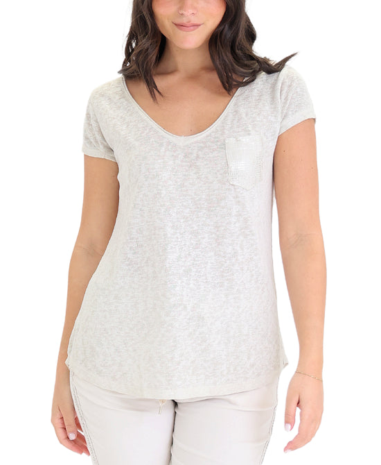 Shimmer Tee w/ Lace Back Detail view 1