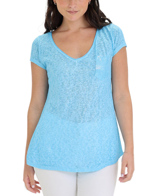 Shimmer Tee w/ Lace Back Detail view 1