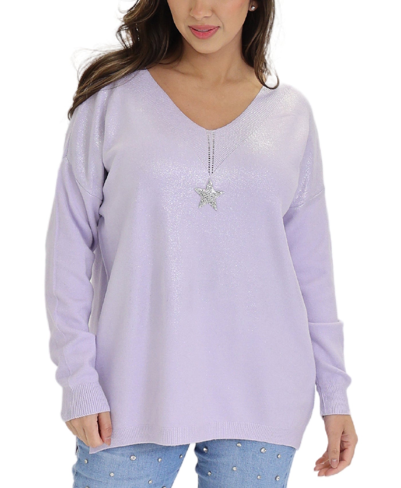 Beaded Star Shimmer Sweater image 1