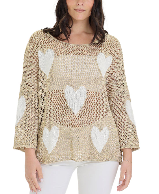 Shimmer Crochet Sweater w/ Hearts view 1