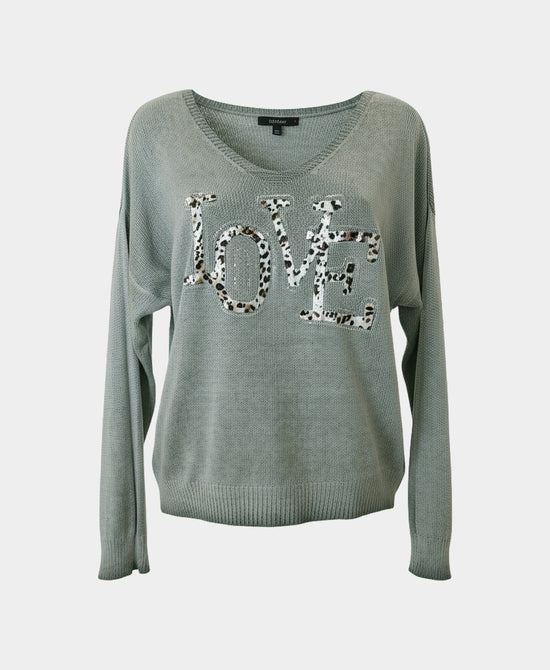"Love" Knit Top w/ Leopard Sequin view 