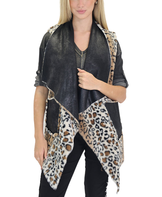Reversible Faux Leather & Faux Fur Vest view 