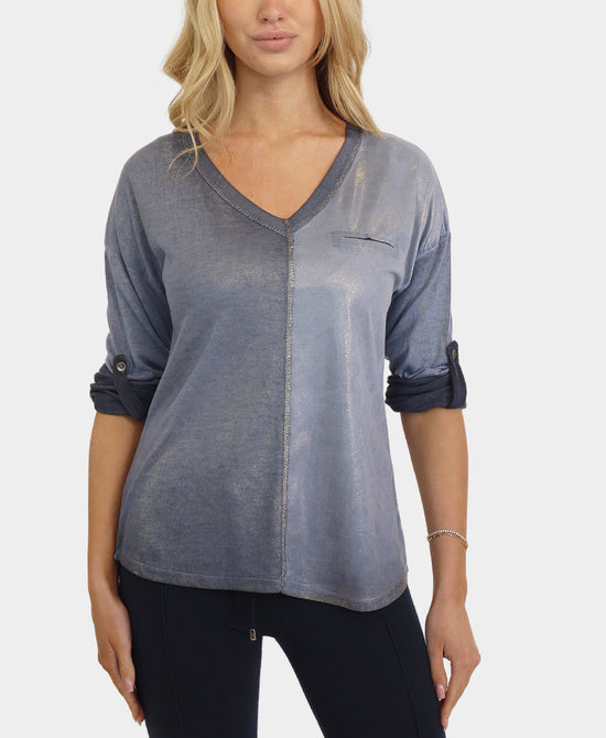 Colorblock Shimmer Top view 