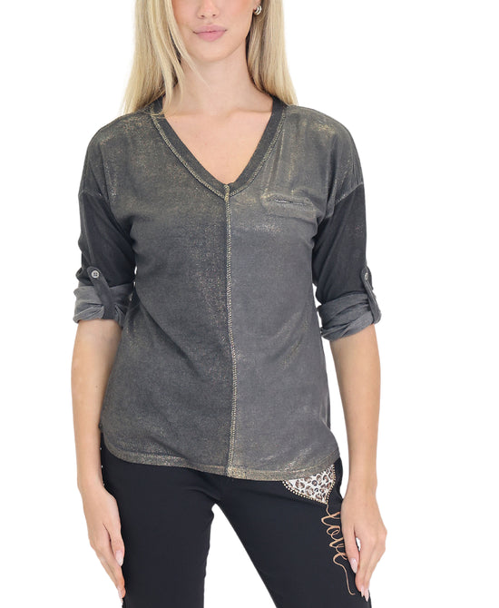 Colorblock Shimmer Top view 