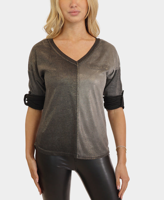 Colorblock Shimmer Top view 
