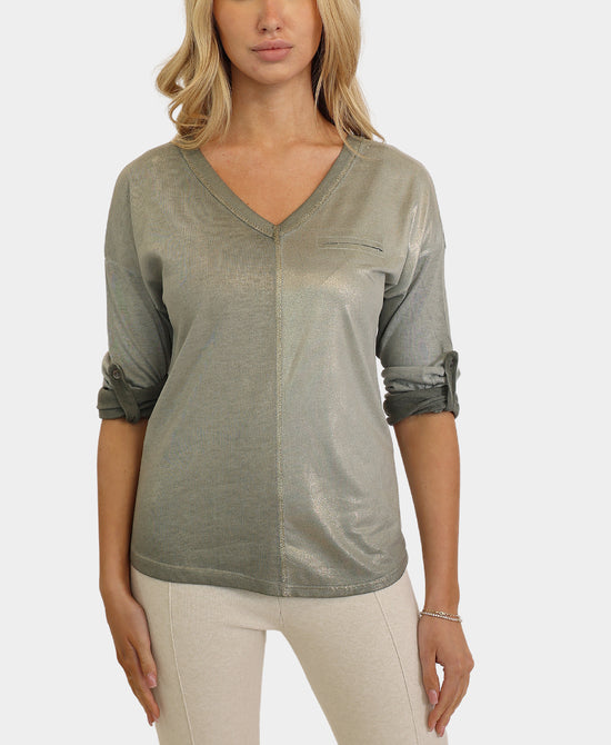 Colorblock Shimmer Top view 