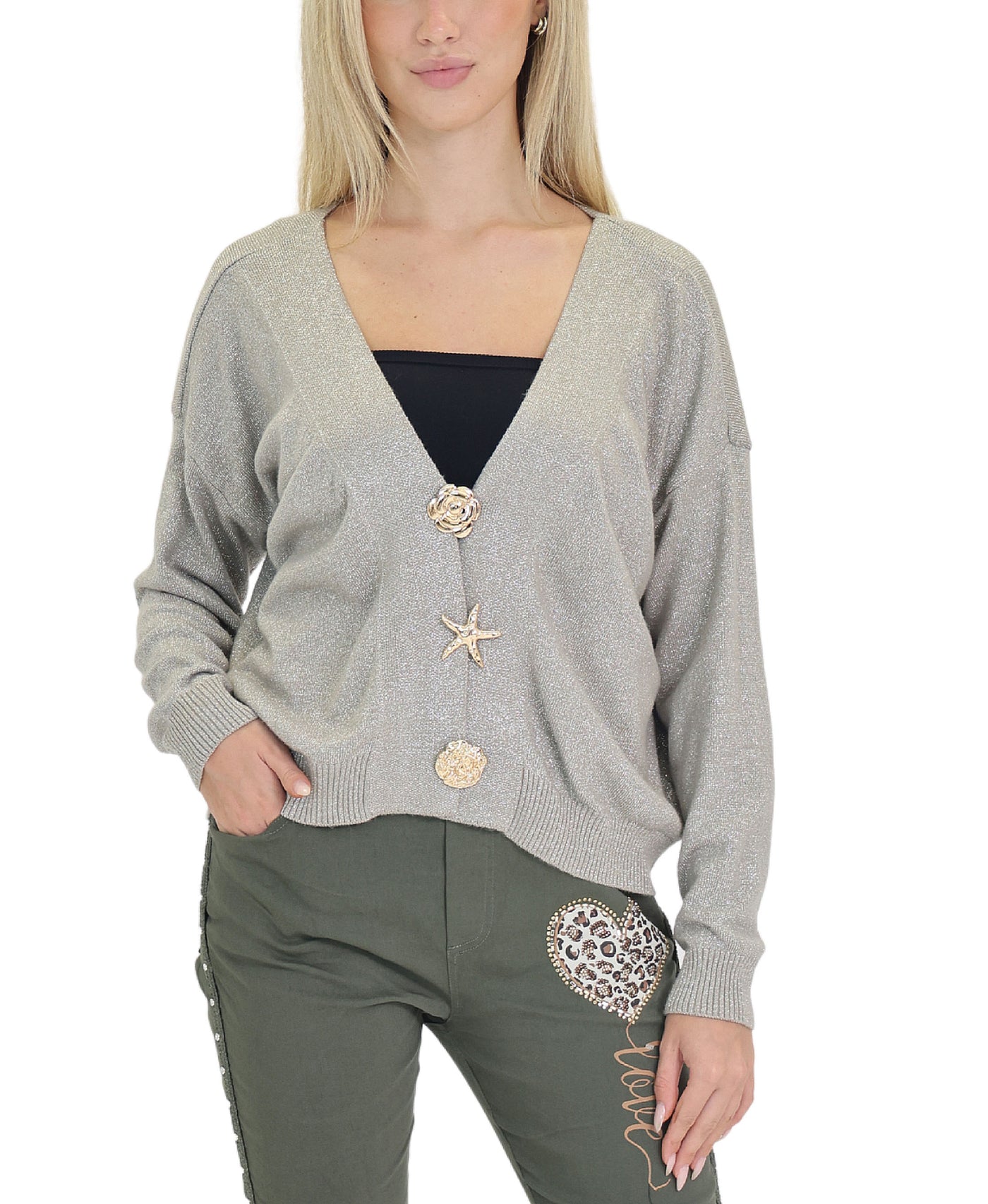 Shimmer Cardigan w/ Removable Pins view 1