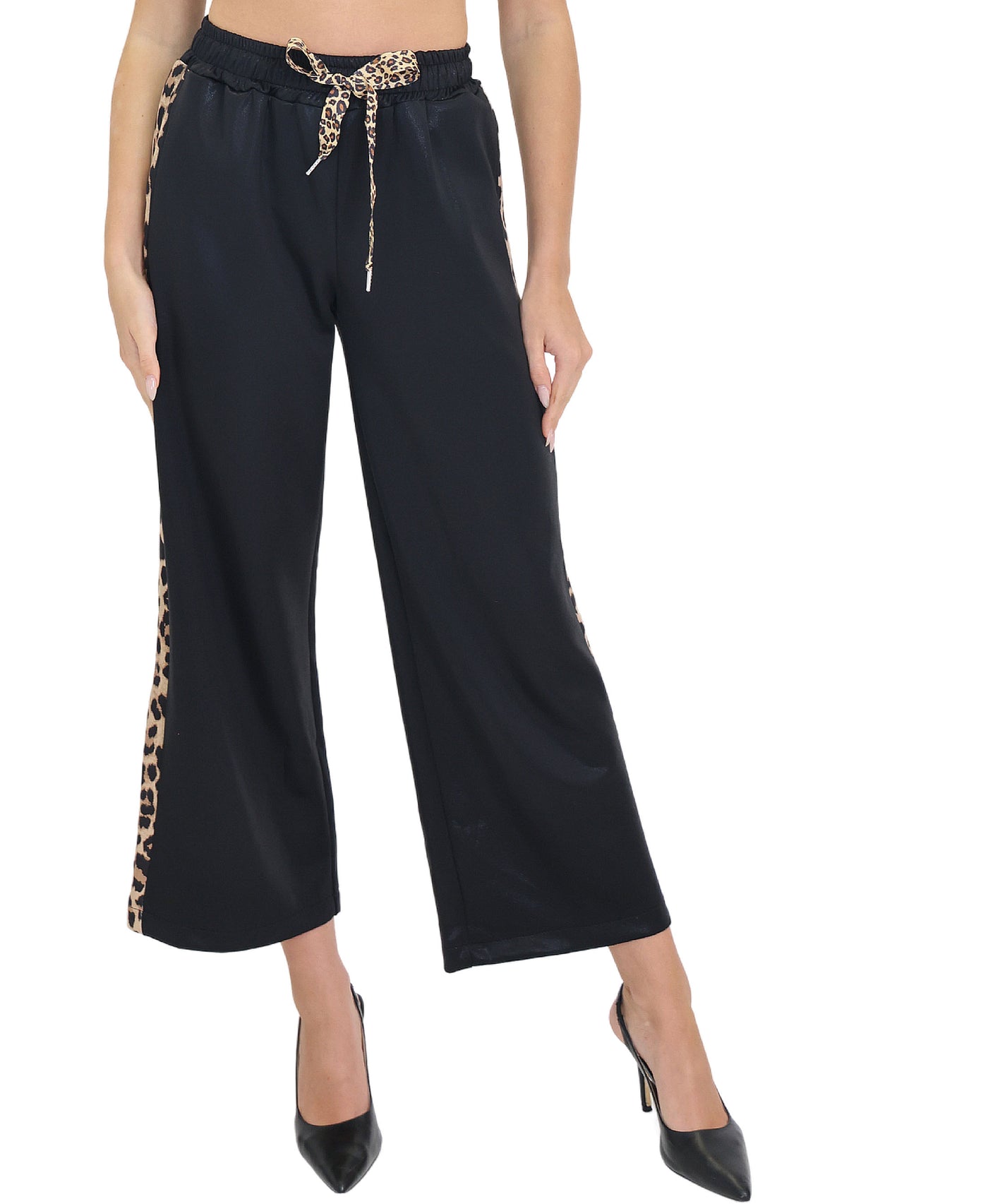 Shimmer Pants w/ Leopard Trim view 1