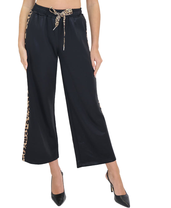 Shimmer Pants w/ Leopard Trim view 