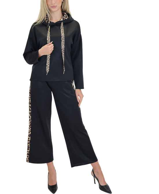 Shimmer Pants w/ Leopard Trim view 