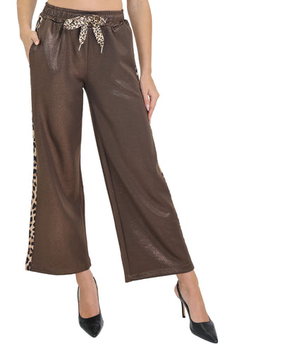 Shimmer Pants w/ Leopard Trim image 1