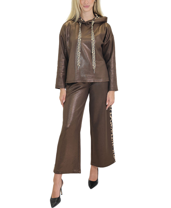 Shimmer Pants w/ Leopard Trim view 