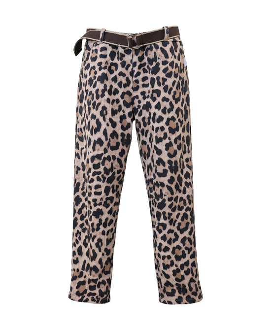 Leopard Print Faux Suede Pants view 