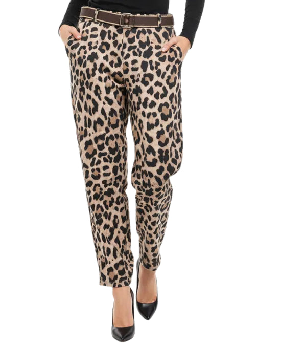 Leopard Print Faux Suede Pants view 