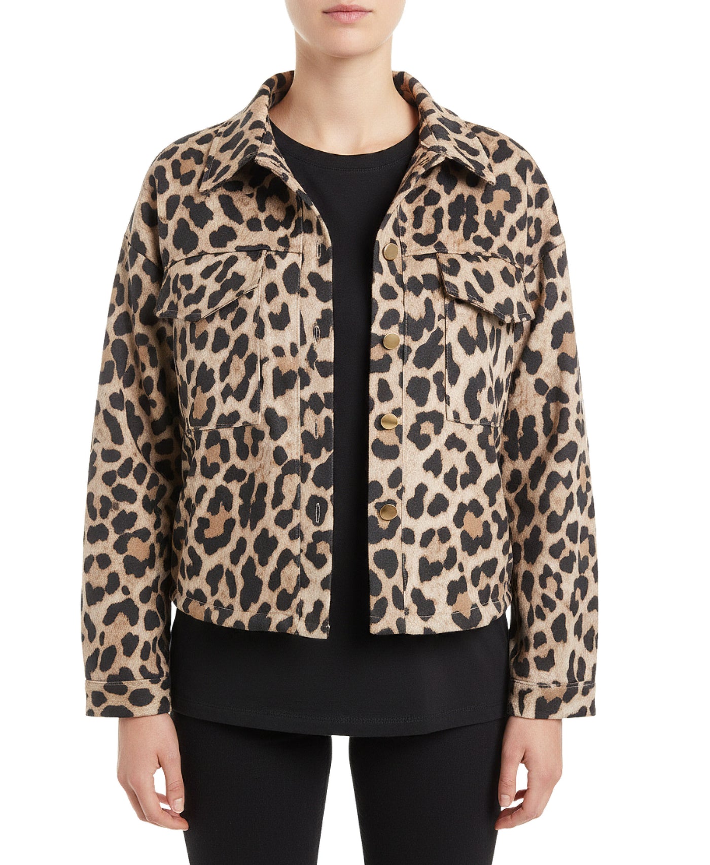 Leopard Print Faux Suede Shacket view 1